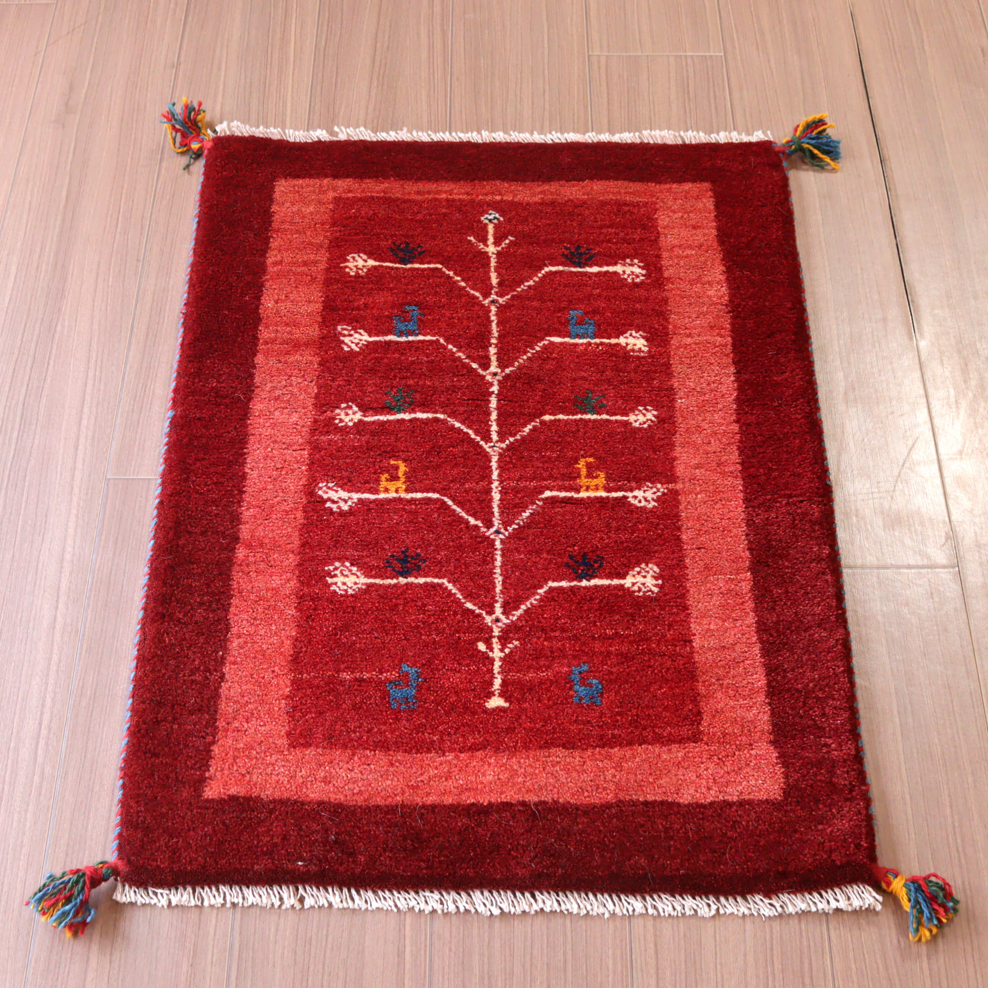 144万ノット！立体柄！本場イラン産 絨毯！ 70×120cm-29001