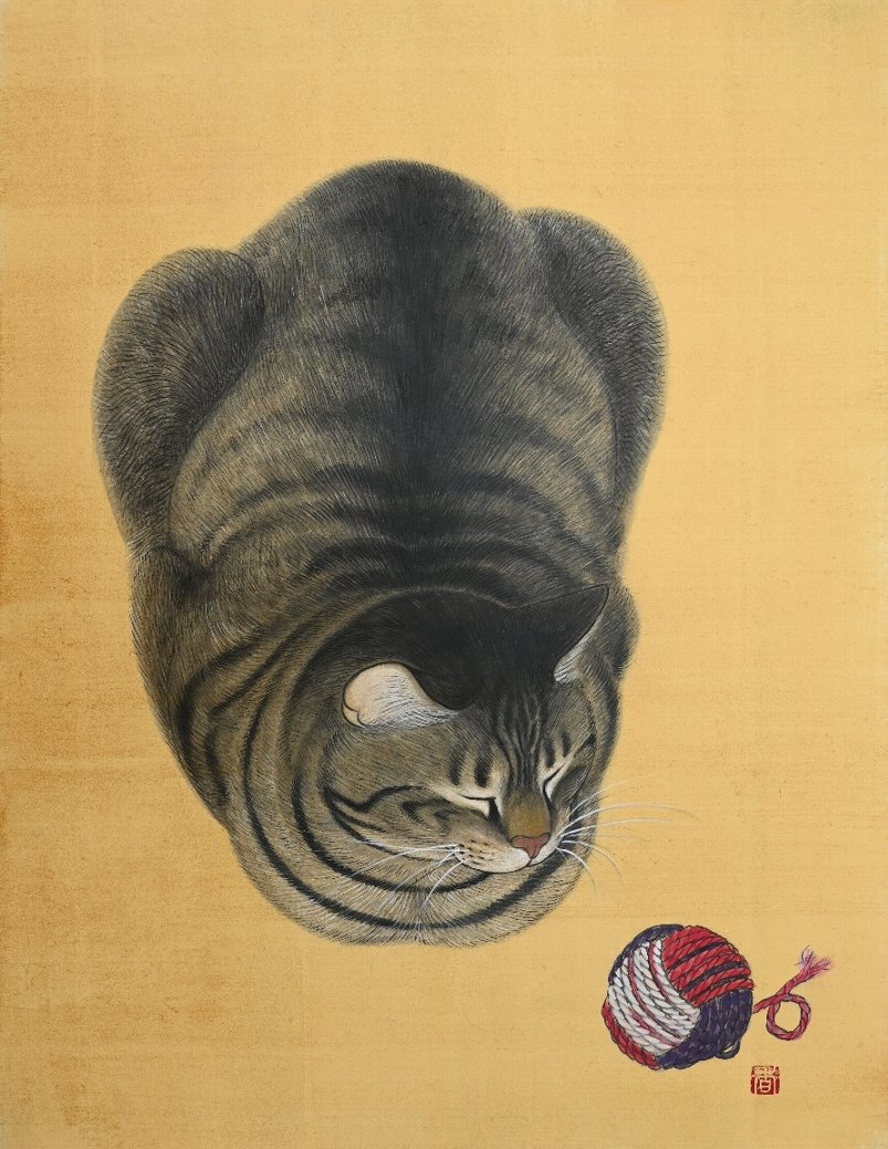 美術のなかの猫たち 猫好きのツボを刺激する小熊香奈子さんの日本画