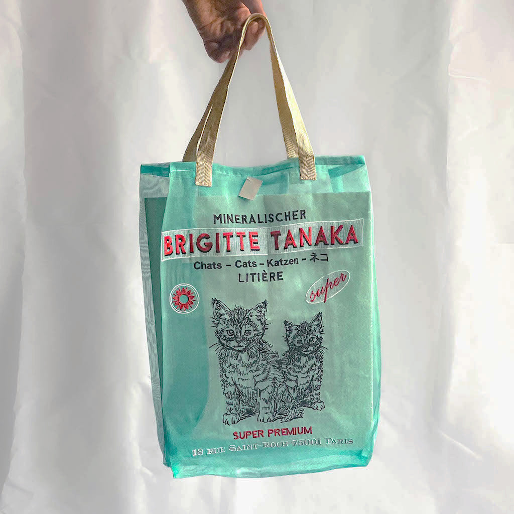 BRIGITTE TANAKA 刺繍入りオーガンジー 猫バッグ blue – ヌフポワン