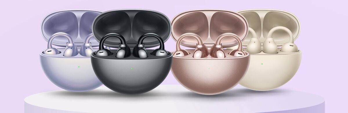 耳にはさんで使うオープン型イヤホン「HUAWEI FreeClip」に新色ローズ