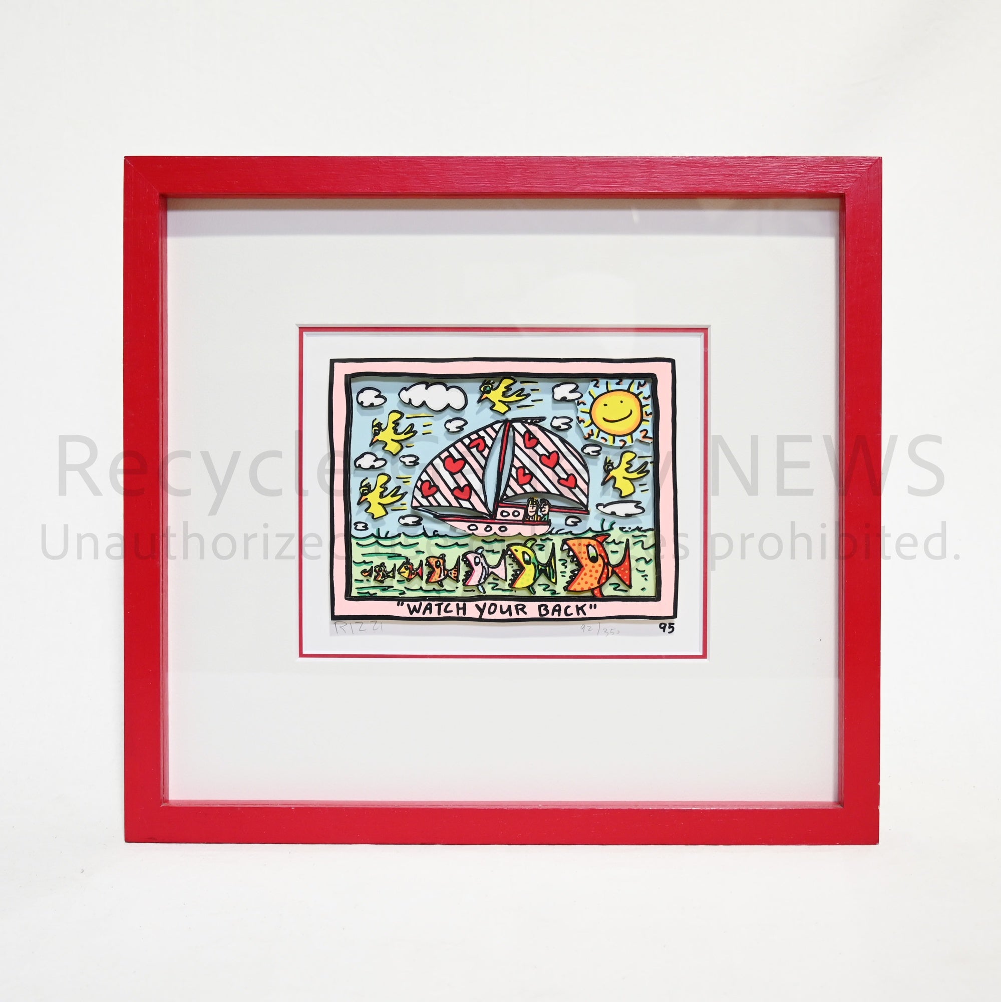 James Rizzi WATCH YOUR BACK 1995's Silk-screen 3D Urban Primitive