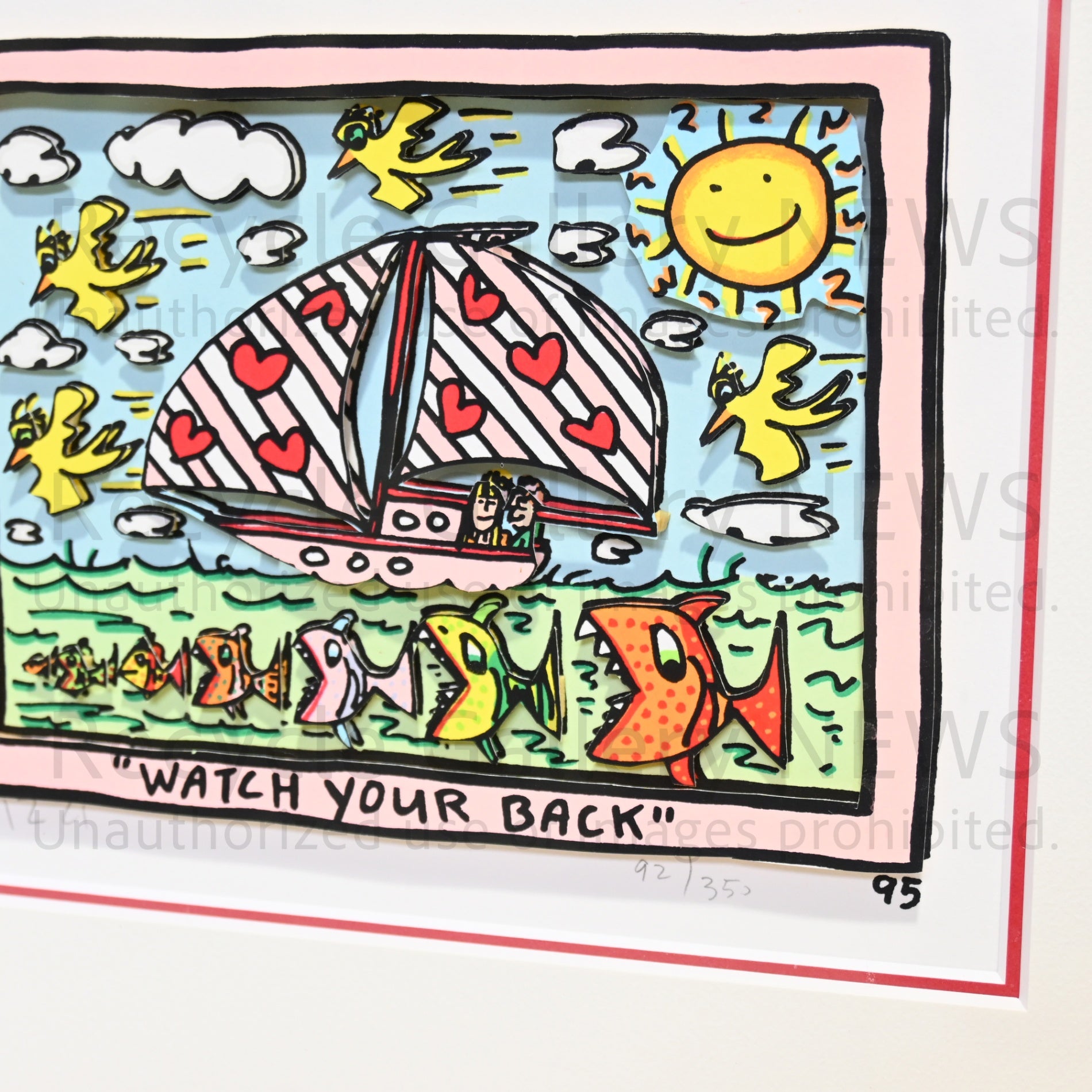 James Rizzi WATCH YOUR BACK 1995's Silk-screen 3D Urban Primitive