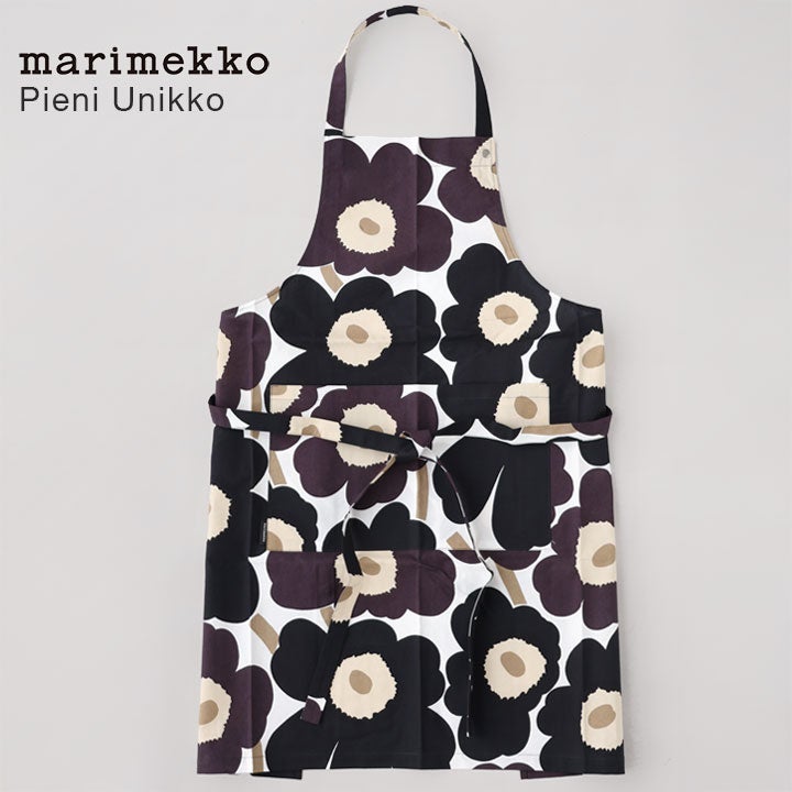 ▶︎新品未使用　マリメッコ　marimekko エプロン　ムスタタンマ◀︎ marimekko（マリメッコ） エプロン ブランド 人気 ウニッコ シイルトラ