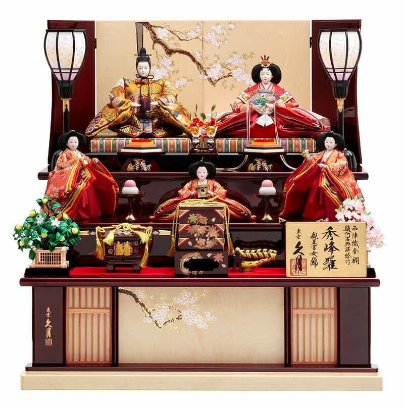 雛人形 久月 ひな人形 三段飾り 五人飾り 銘木シリーズ 栃 秀峰雛