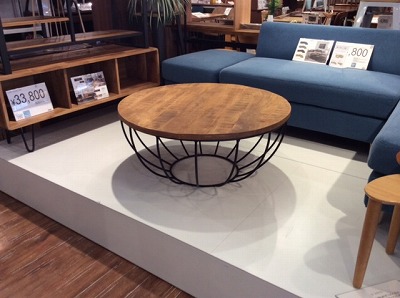 マンゴーウッドを使用したブルックリン系 ラウンドコーヒーテーブル456