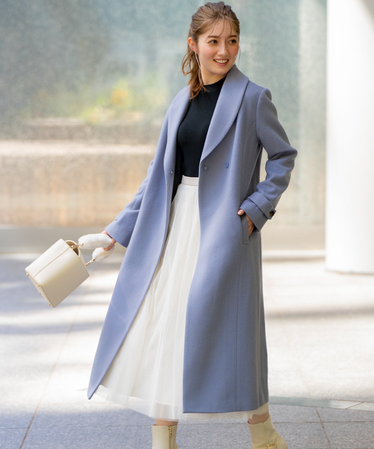 SSサイズあり】フェイクファーショールカラーコート | コート | NOELA