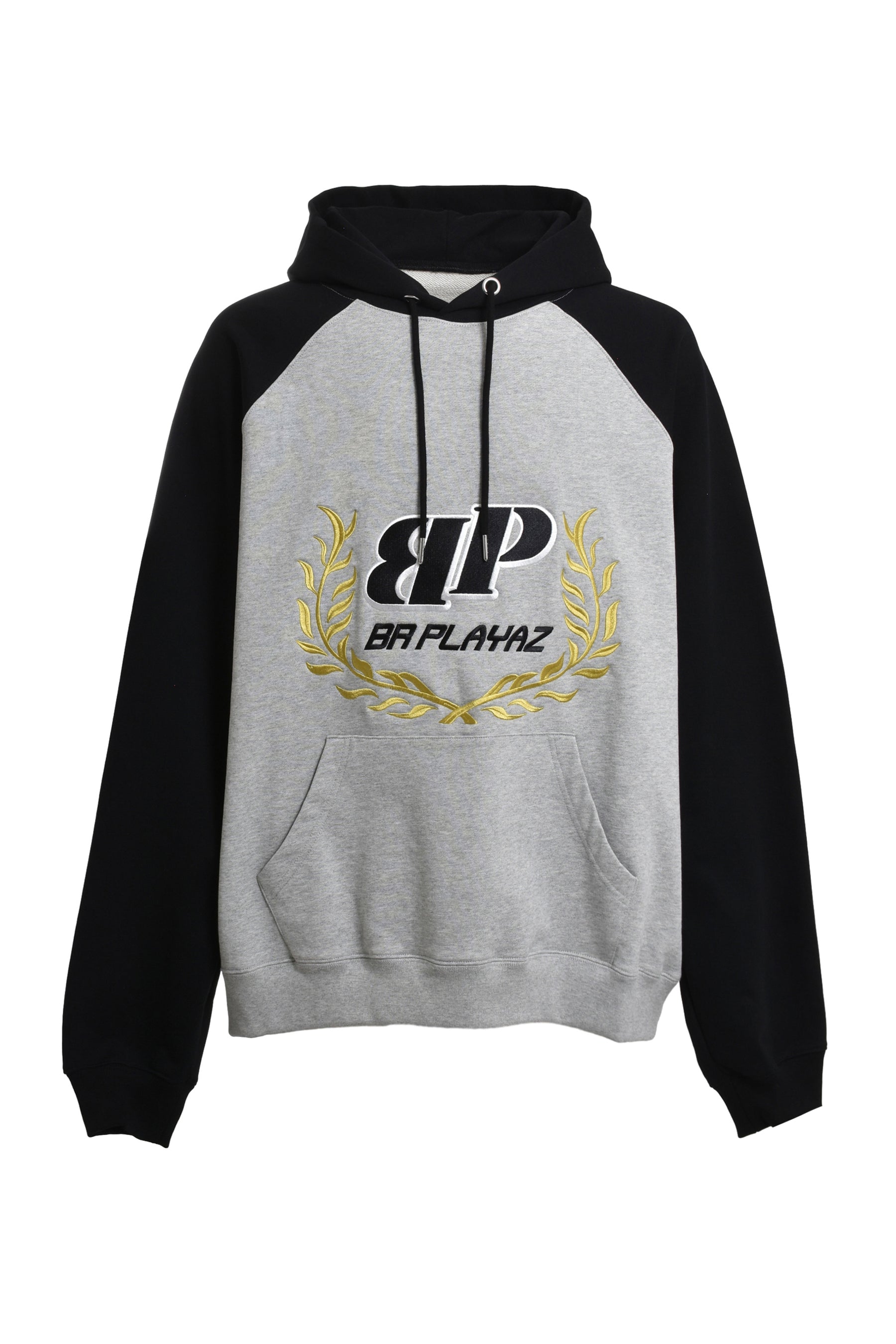 BREATH FW23 TWO TONE EMBROIDERY HOODIE / BLK H.GRY -NUBIAN