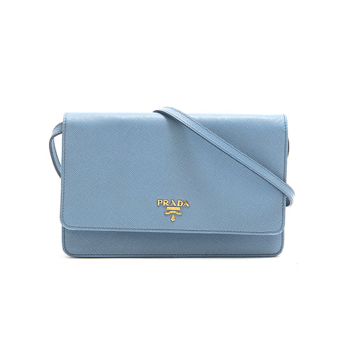 プラダ PRADA サフィアーノ ウォレット ショルダーバッグ サックス