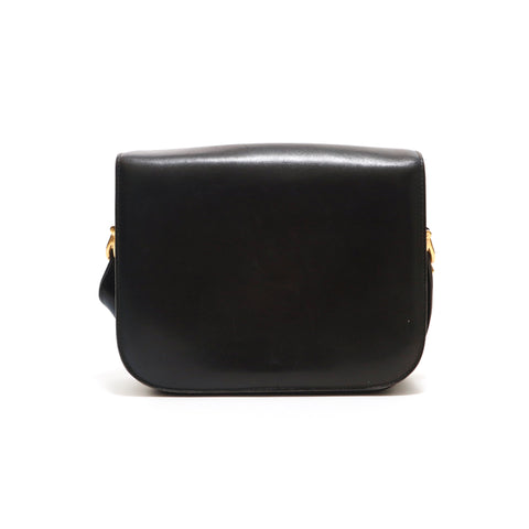 セリーヌ CELINE 馬車金具 ボックスカーフ ショルダーバッグ ブラック