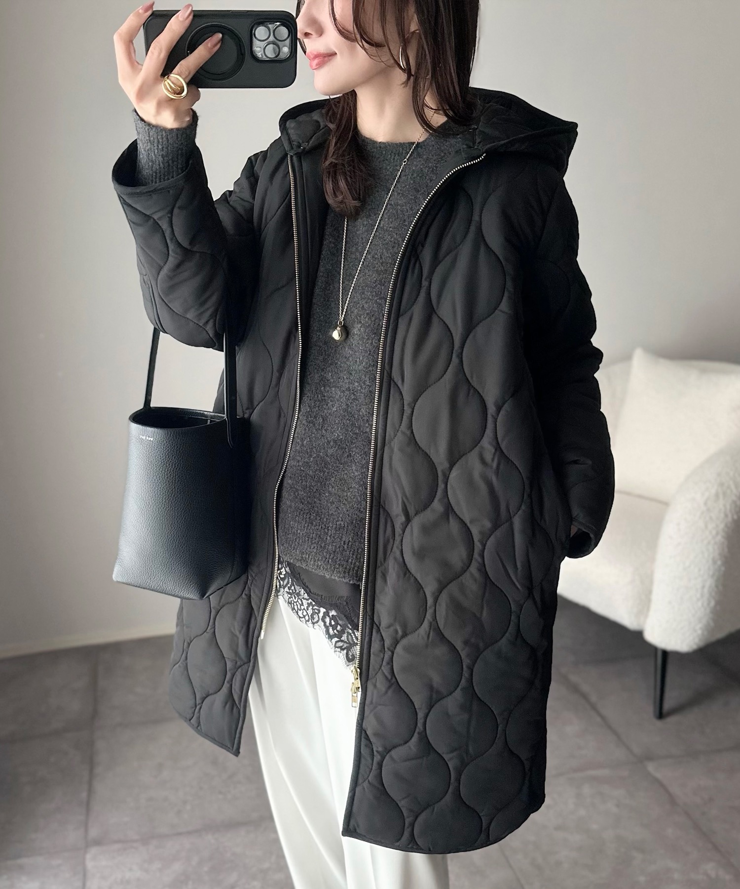 美シルエット3wayキルティングフードコート Emma Taylor│STYLEDOOR