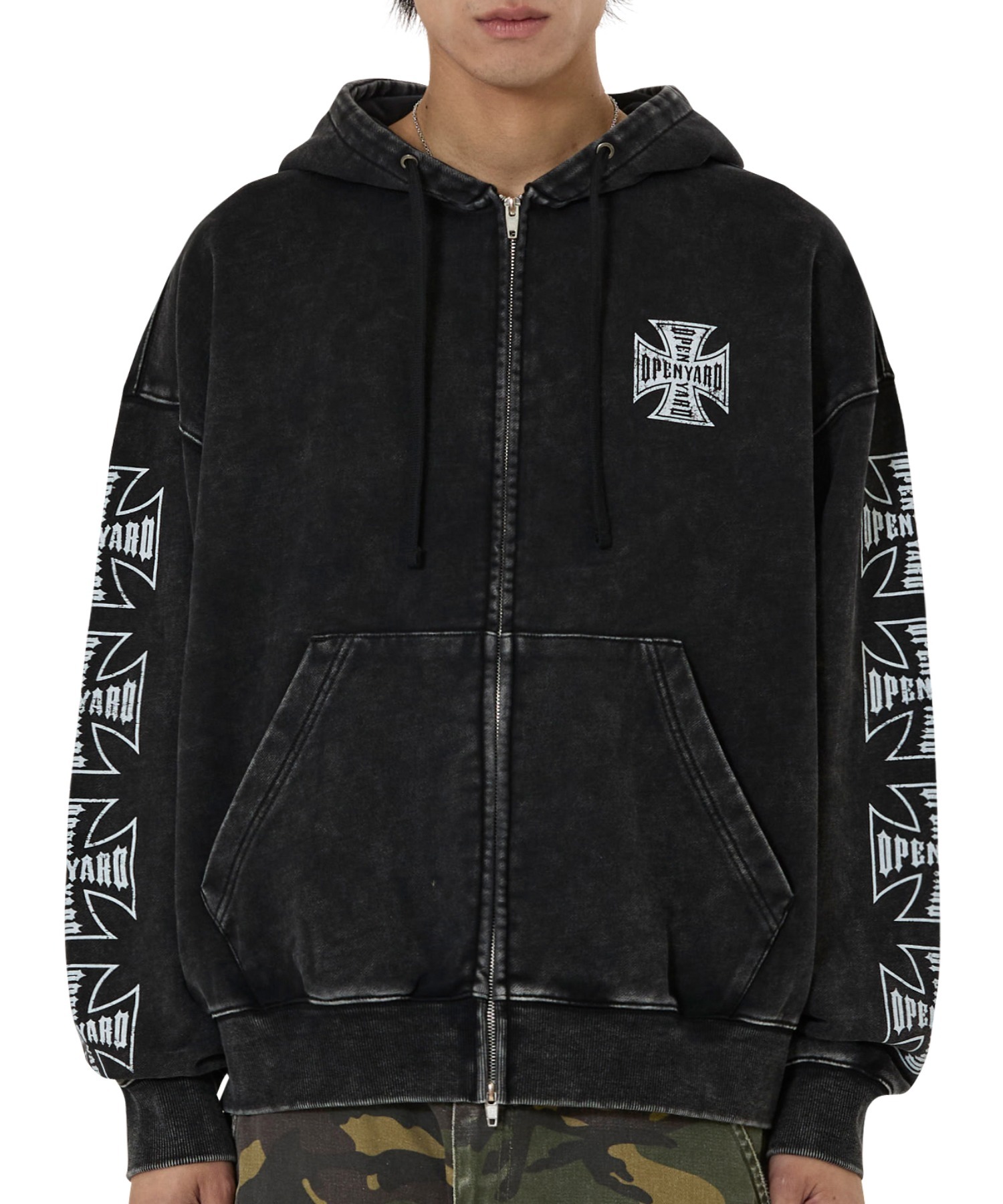 OY/オーワイ』CROSS FADE WASHED HOODIE ZIP UP/クロスフェード