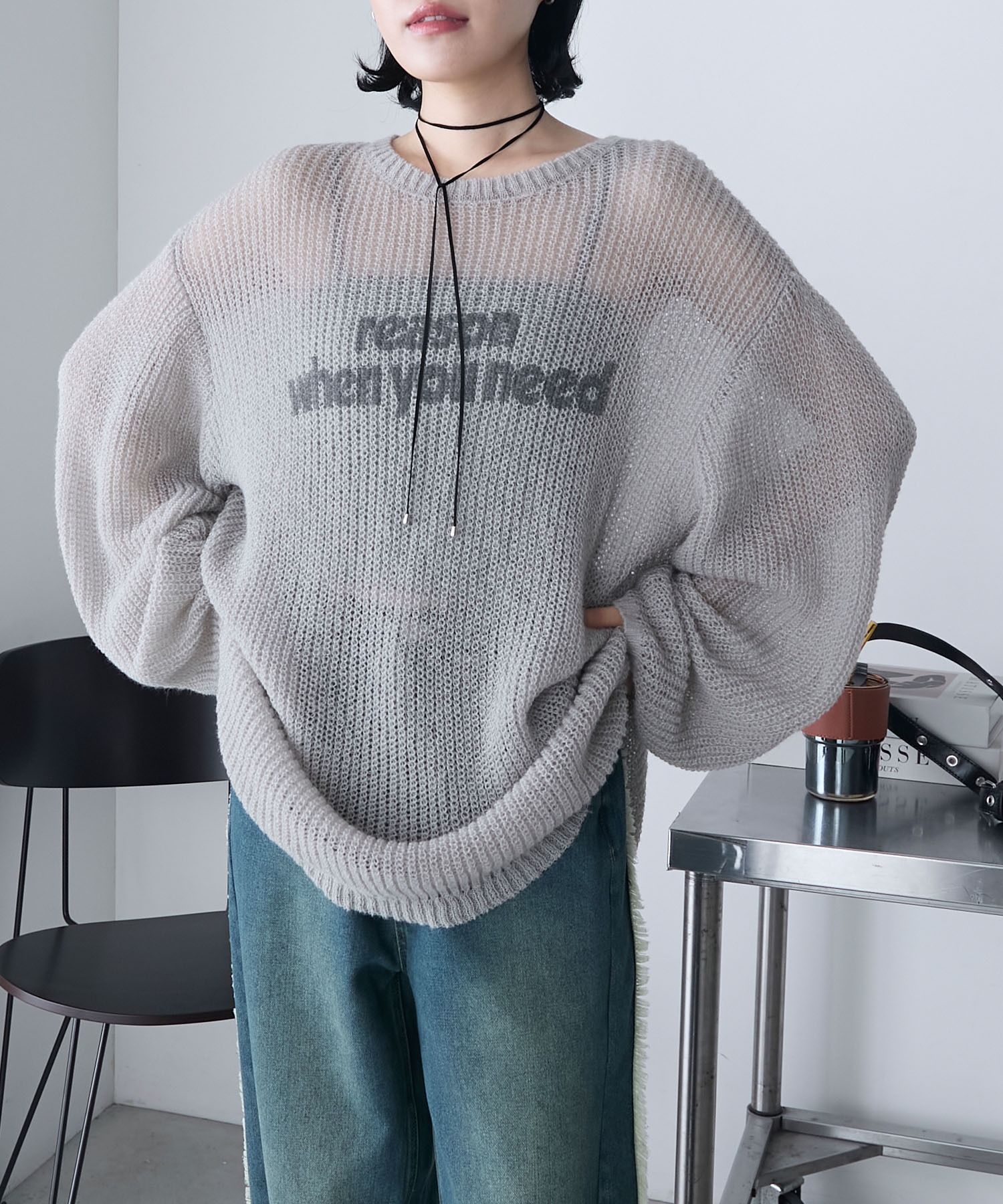 forksy.】オーバーサイズロゴプリントシアーニット forksy.│MONO-MART