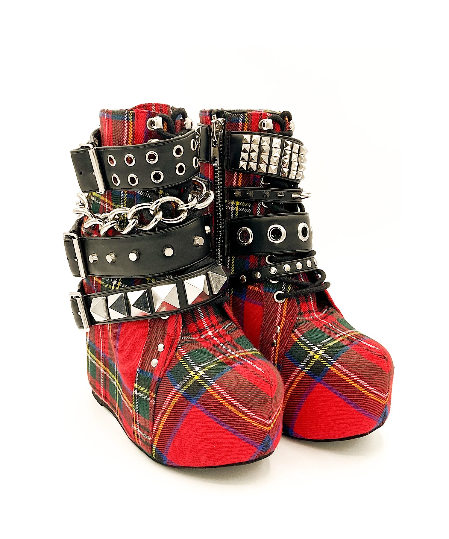 タータンチェック 厚底ベルトブーツ Charla Tedrick│Jeffrey Campbell