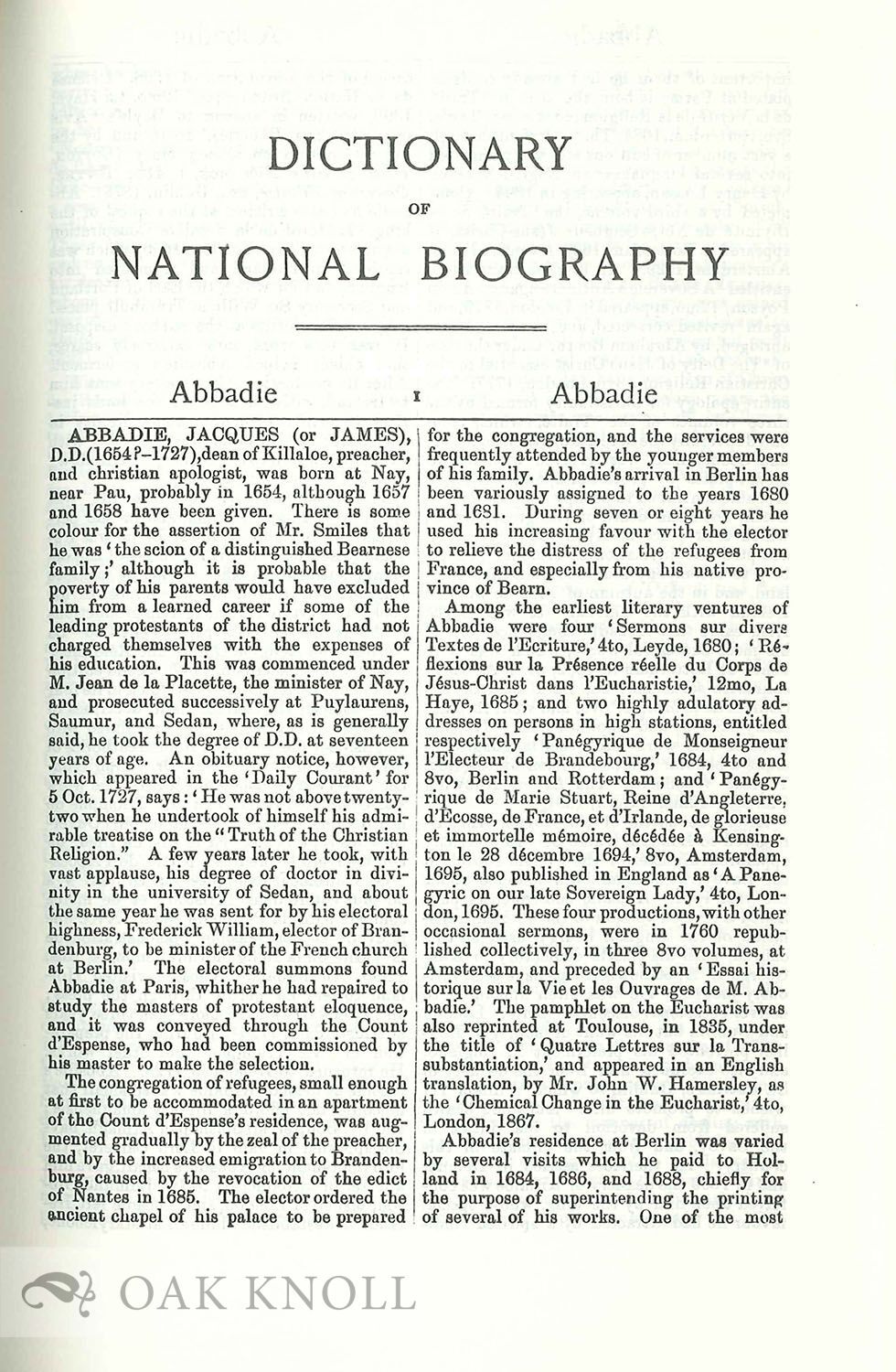 DICTIONARY OF NATIONAL BIOGRAPHY, FOUNDED IN 1882 BY GEORGE SMITH