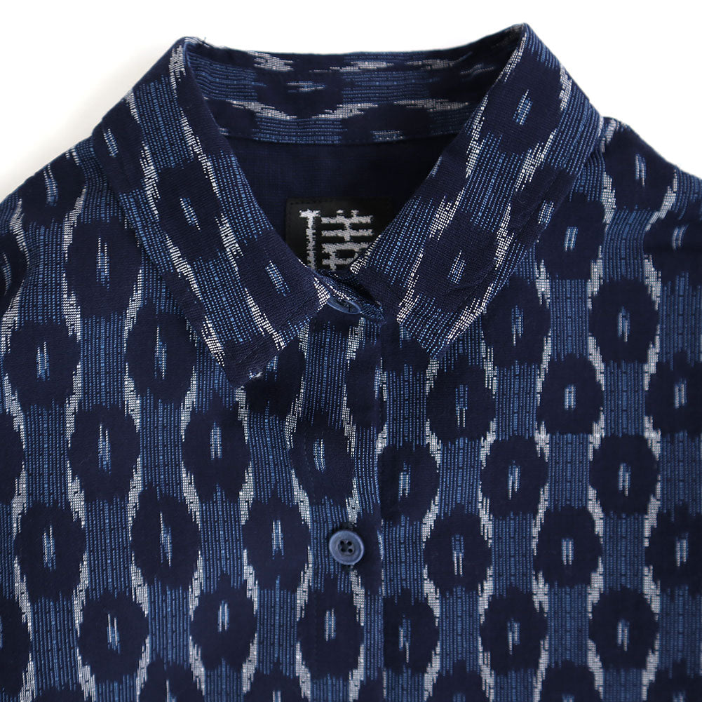 儀右ヱ門 ギエモン ぎえもん 7分袖シャツブラウス Y5037 久留米絣 日本