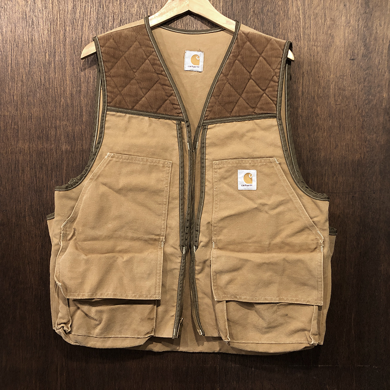 Carhartt Duck Canvas Hunting Vest Cords Gun Patch Zip Removable