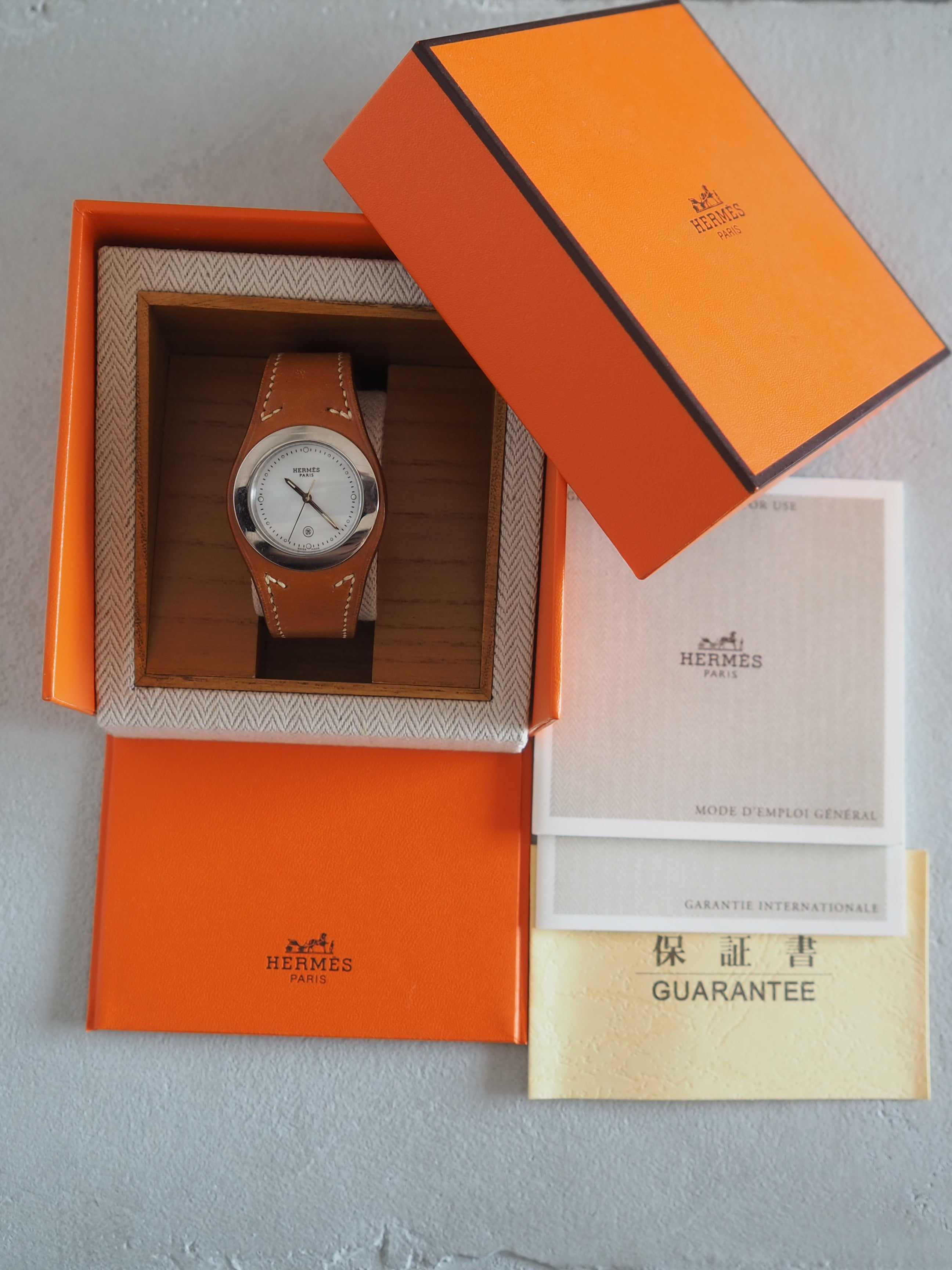 HERMES エルメス アーネ ウォッチ 腕時計 レザー ブラウン バンド