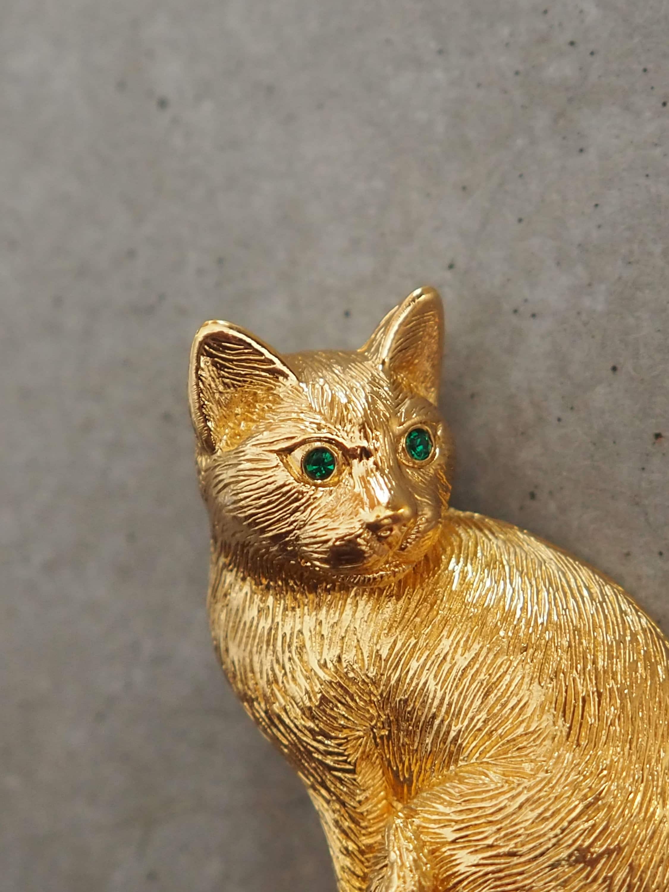 Christian Dior ディオール キャット ブローチ 猫 ゴールド ヴィンテージ