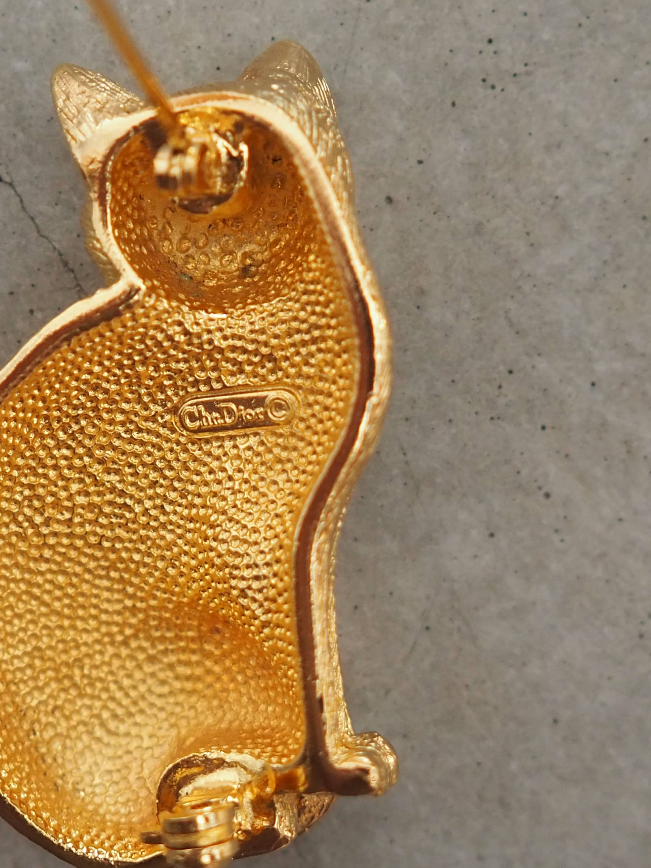 Christian Dior ディオール キャット ブローチ 猫 ゴールド ヴィンテージ