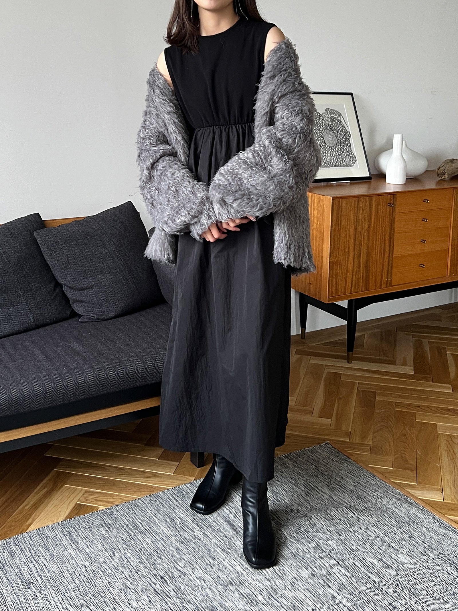 ペプラムバルーンドッキングワンピース