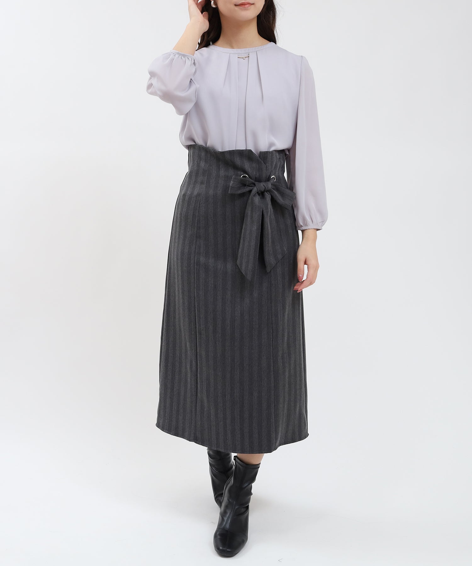 裏起毛金具使いジョーゼットブラウス