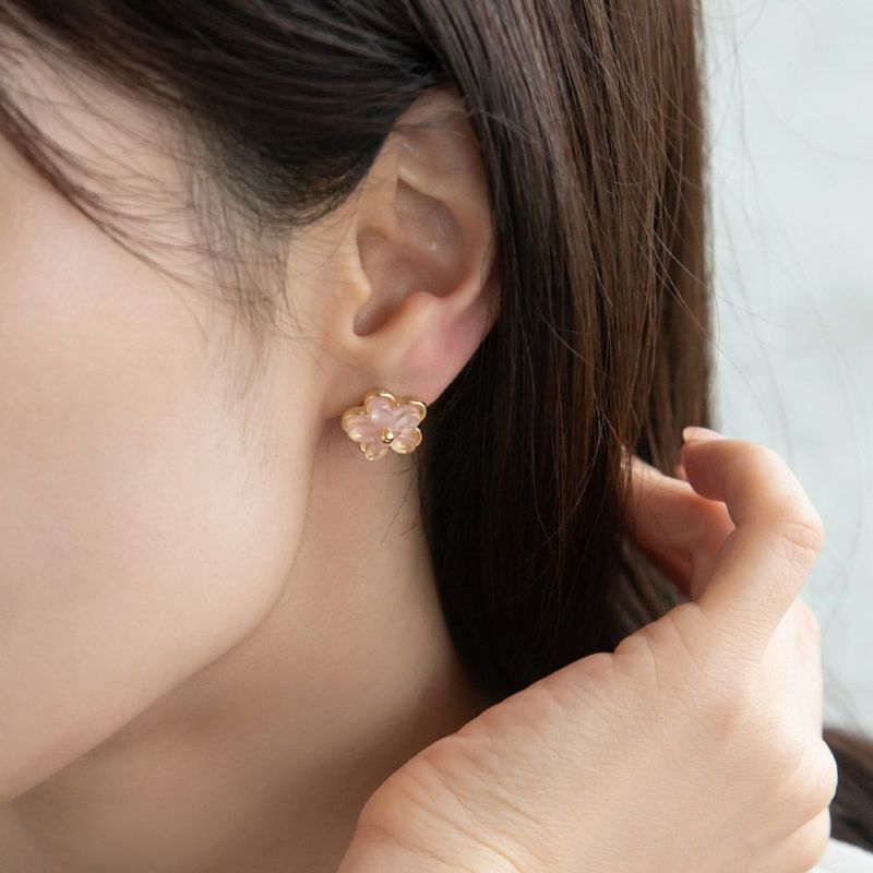 ピアス ニッケルフリー メタル フラワー 花 カラー チタンポスト