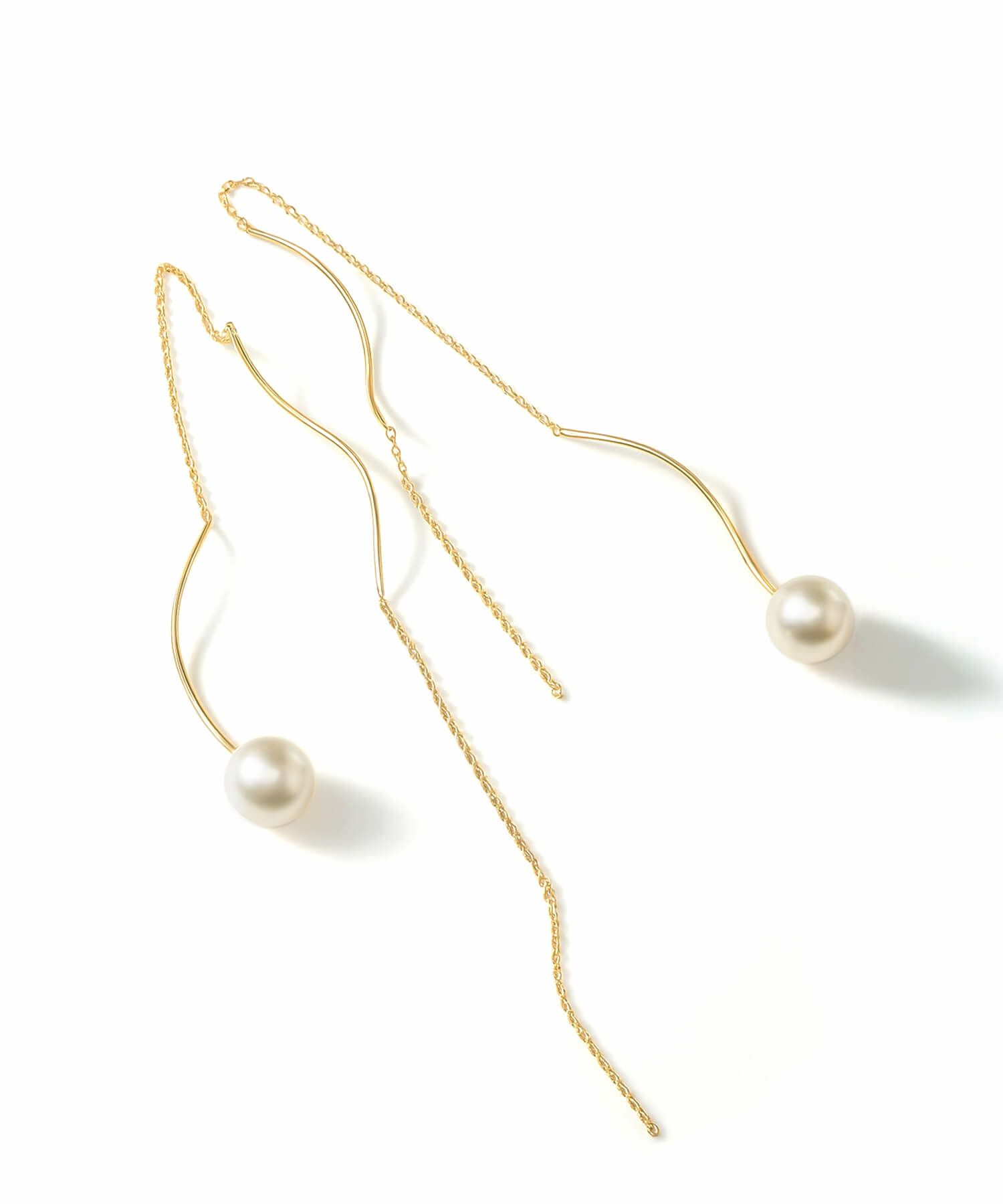 K18 Wavy Long Earrings ORNE WAVE -オルヌウェーブ- | Ops.(オプス