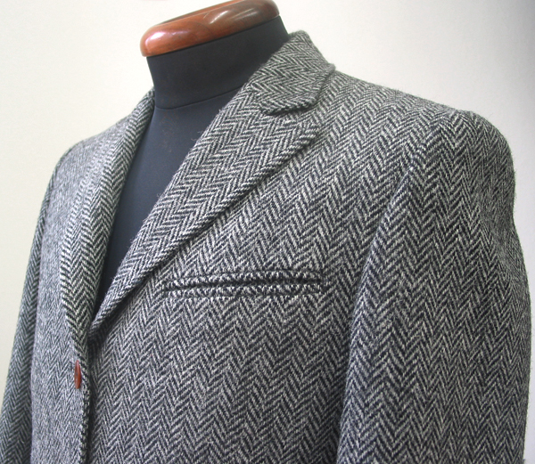 ハリスツイード・ミディアムグレーヘリンボーン4釦ジャケット｜ナット