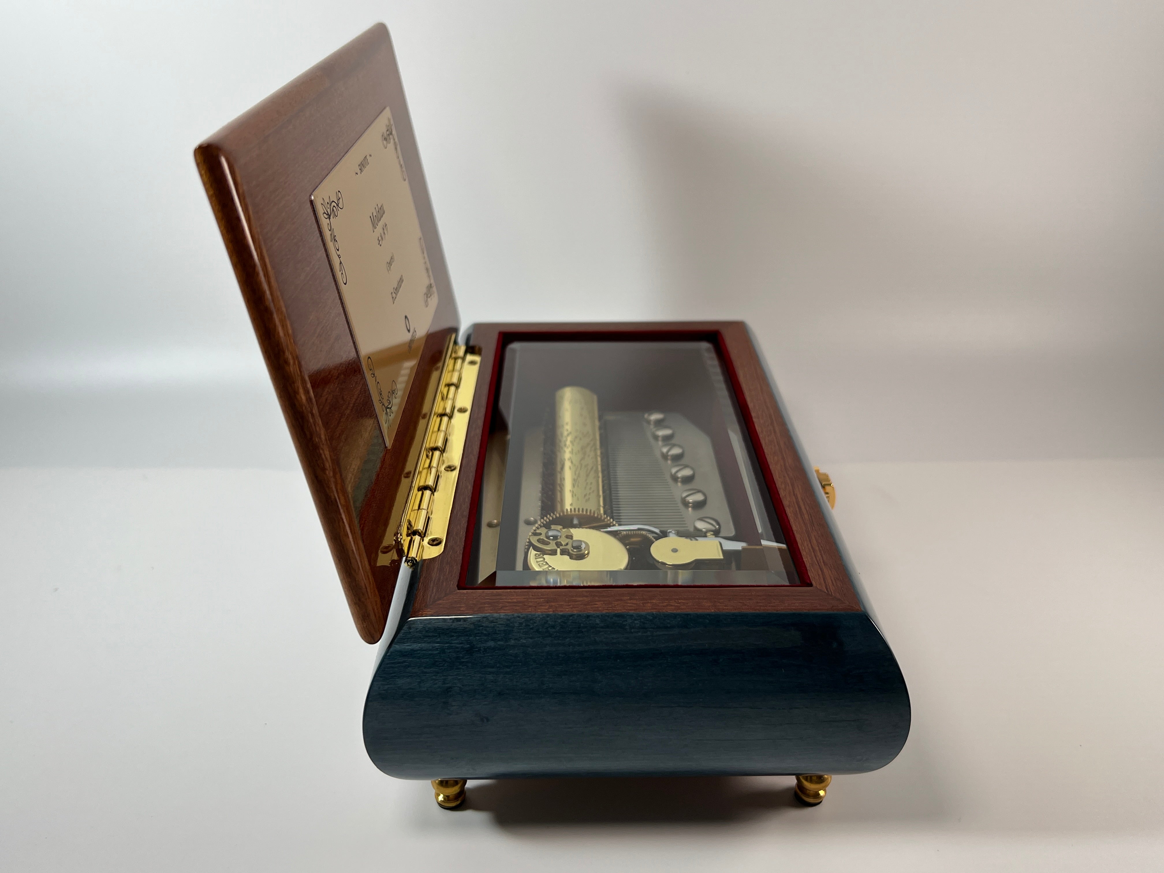 曲が選べる・誕生日に人気】【EX278】50弁 ORPHEUS 突板仕上げ ブルー