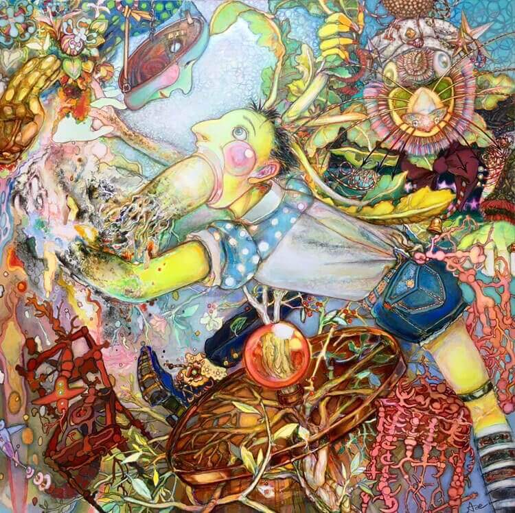 H*O様 抽象画 顔の集合 油彩画 H*O様 抽象