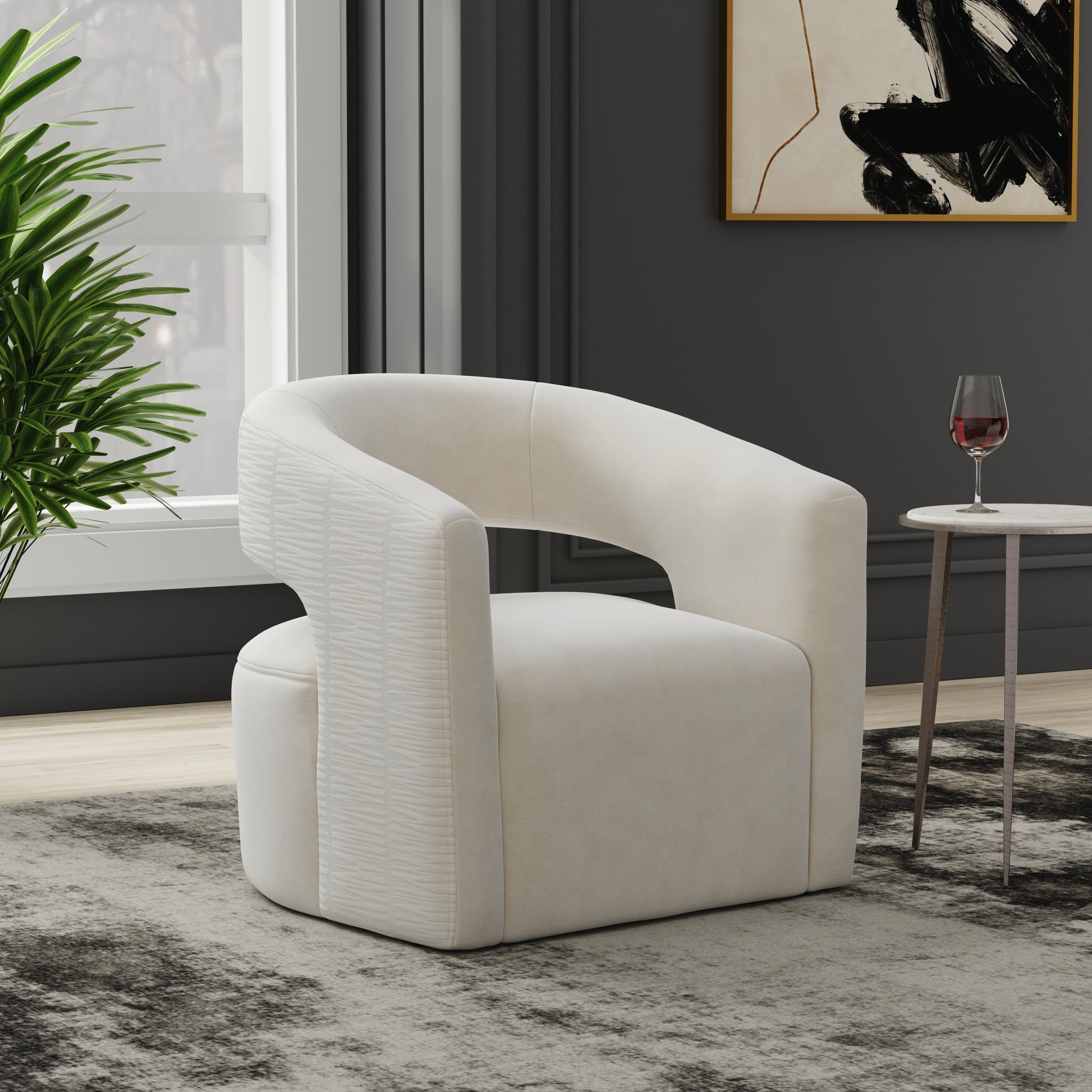 ORBIT - ELISE NATURAL Open Back Accent Swivel Chair - Parker House