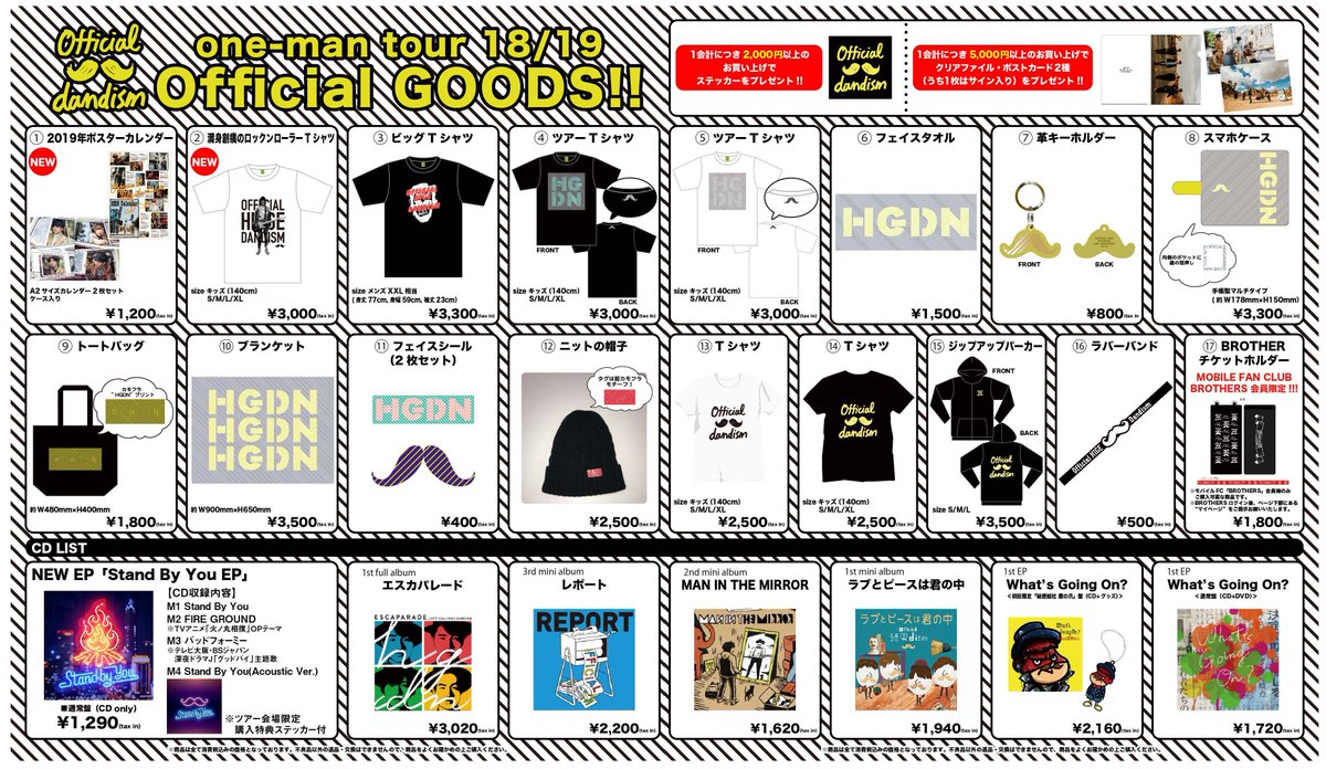 髭男 one-man tour 18/19】 1/27(日) ［鹿児島］SR HALL ・開場17:00