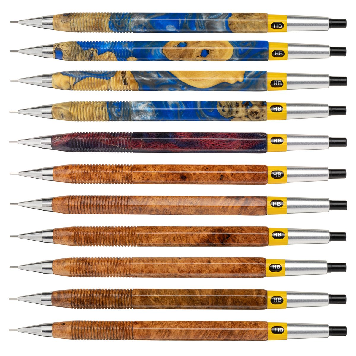 緑陽工房さんの創るぺんてるPG5用の軸（スタビライズドウッド、花梨瘤