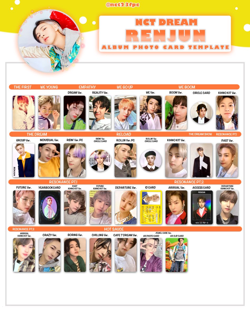NCTDREAM #RENJUN #런쥔 ALBUM PHOTO CARD TEMPLATE Tag🔍 トレカ