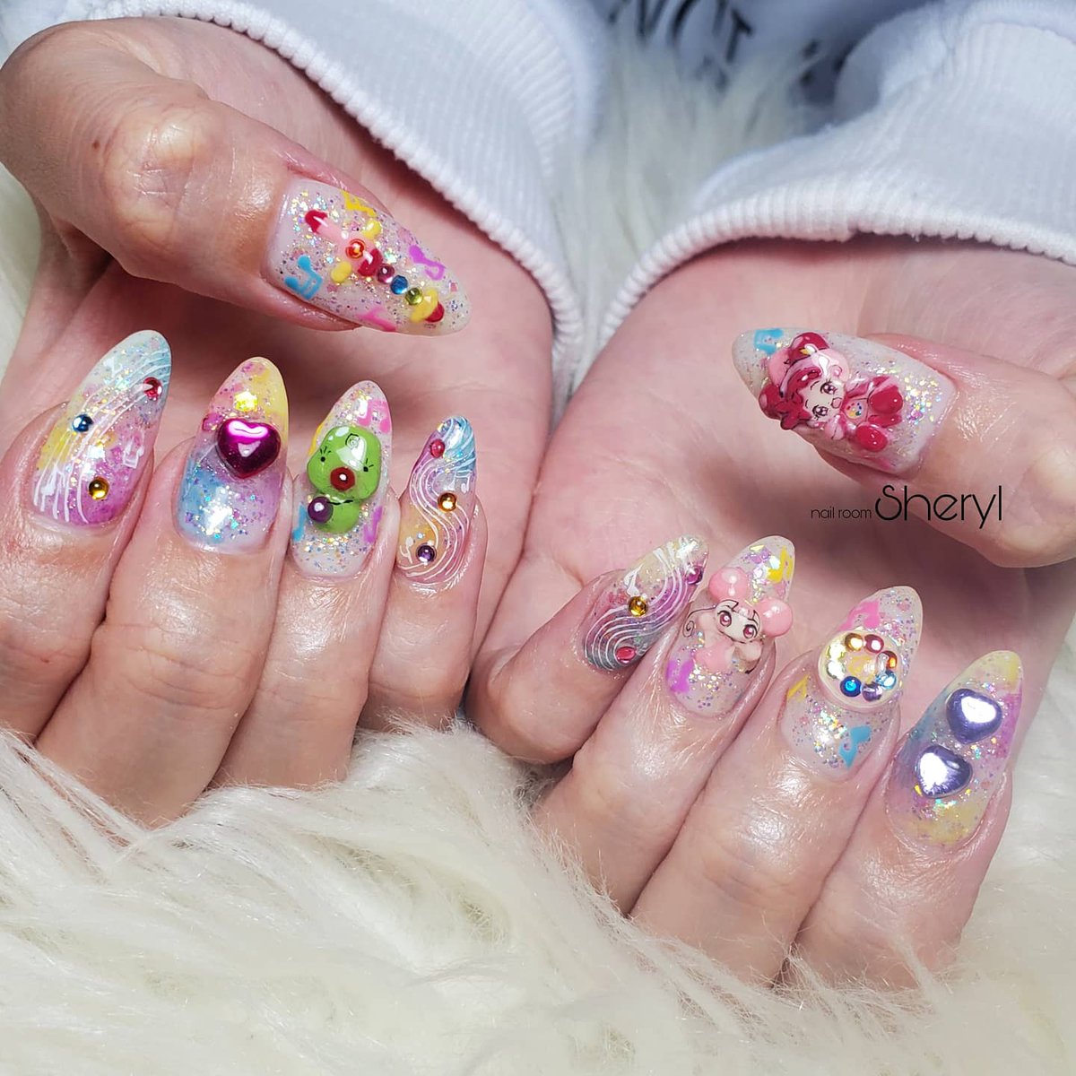 温めていたおジャ魔女どれみ3Dネイルパーツお付けさせて頂きました