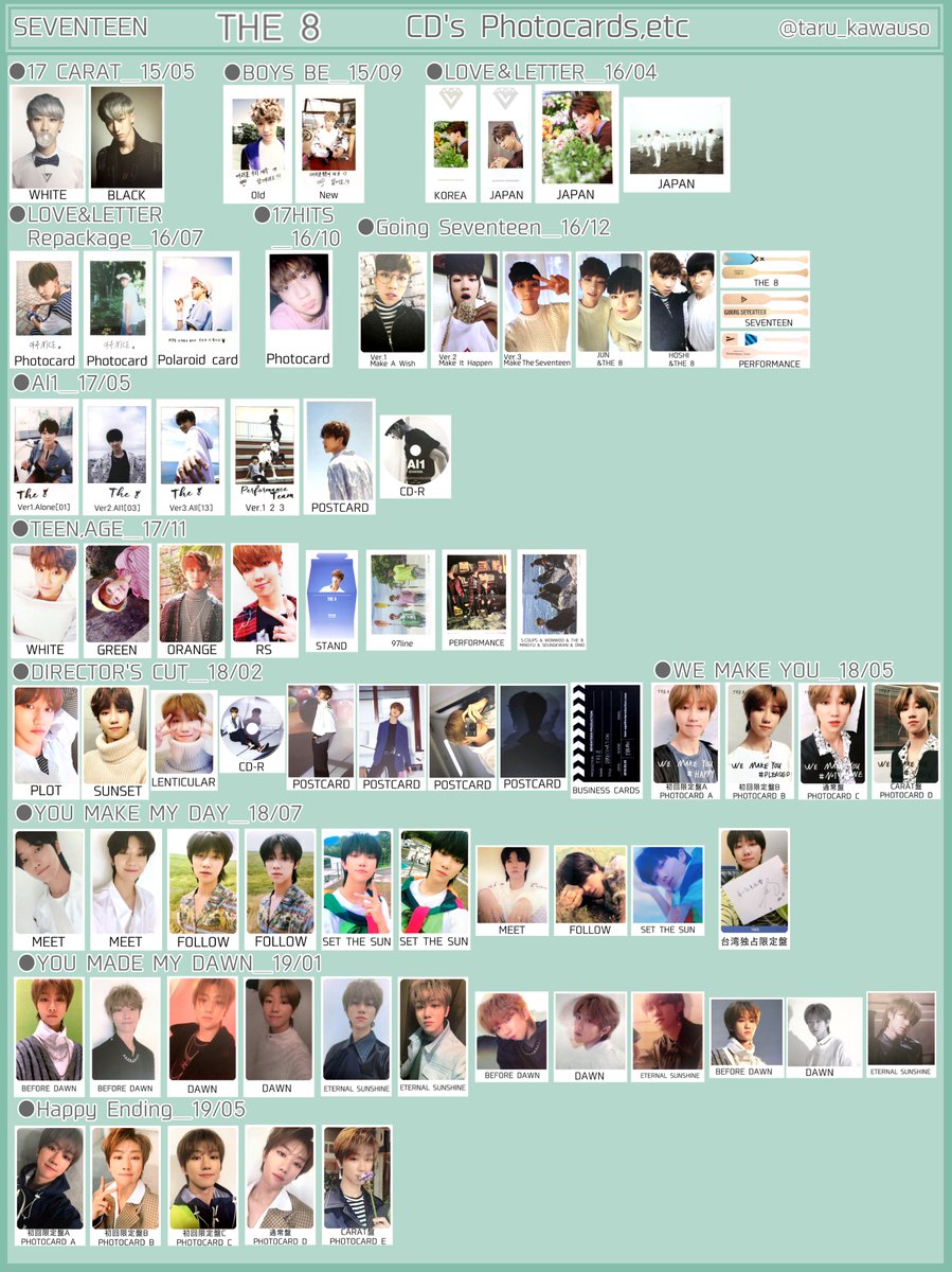 SEVENTEEN セブチ トレカ一覧 過去トレカ 歴代アルバムトレカ ディエイト