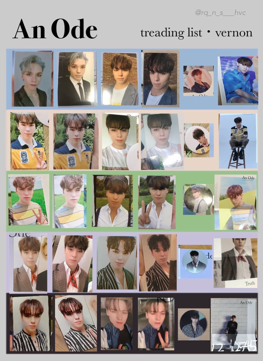 An ode バーノン トレーディングリスト トレカ 一覧 버논 포카 목록