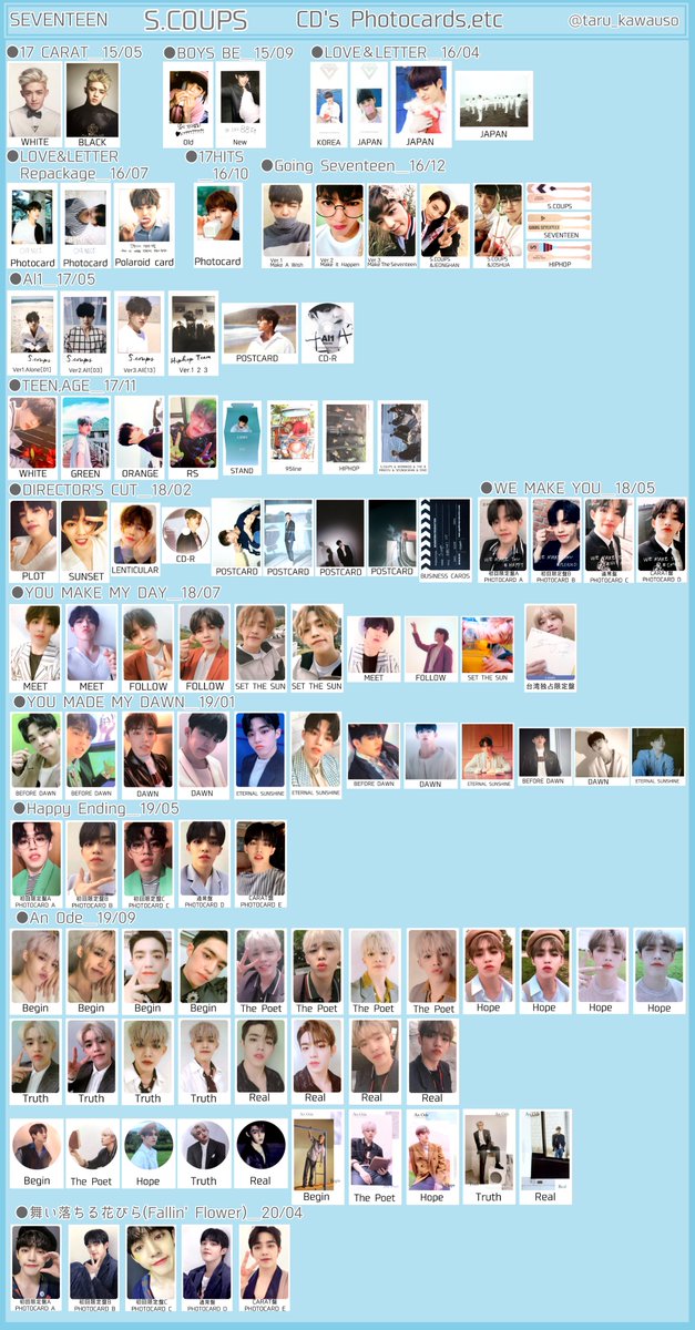 SEVENTEEN セブチ 歴代アルバムトレカ一覧 エスクプス ジョンハン