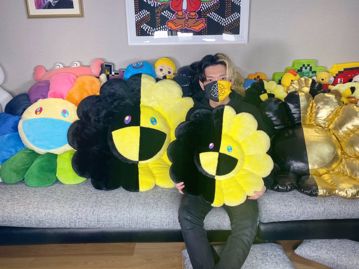 村上隆TM × ヒカルHIKARU フラワークッション 光沢 1m ヒカル×村上隆