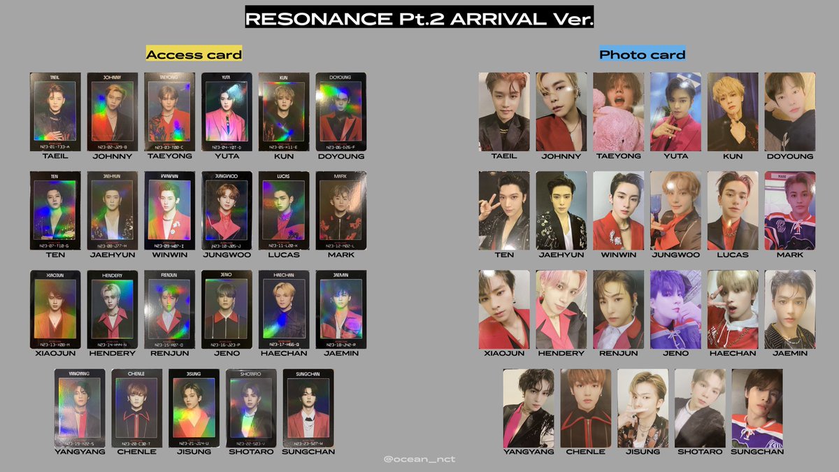 NCT 2020 resonance pt.2 arrival ver. トレカ accessカード 一覧