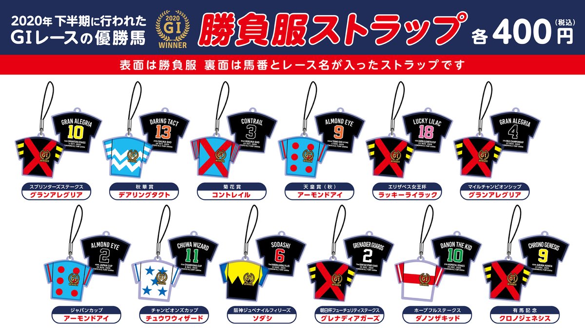今週の新商品②-1/29】 『2020GIウイナー勝負服ストラップ』大好評