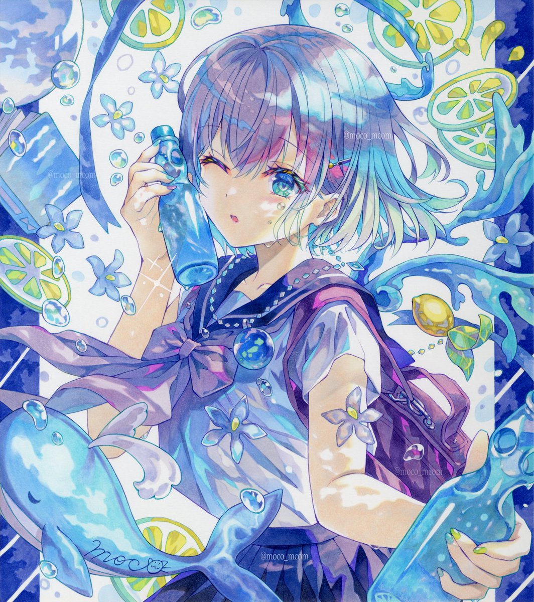 ラムネ少女」 #コピック #イラスト #アナログ絵