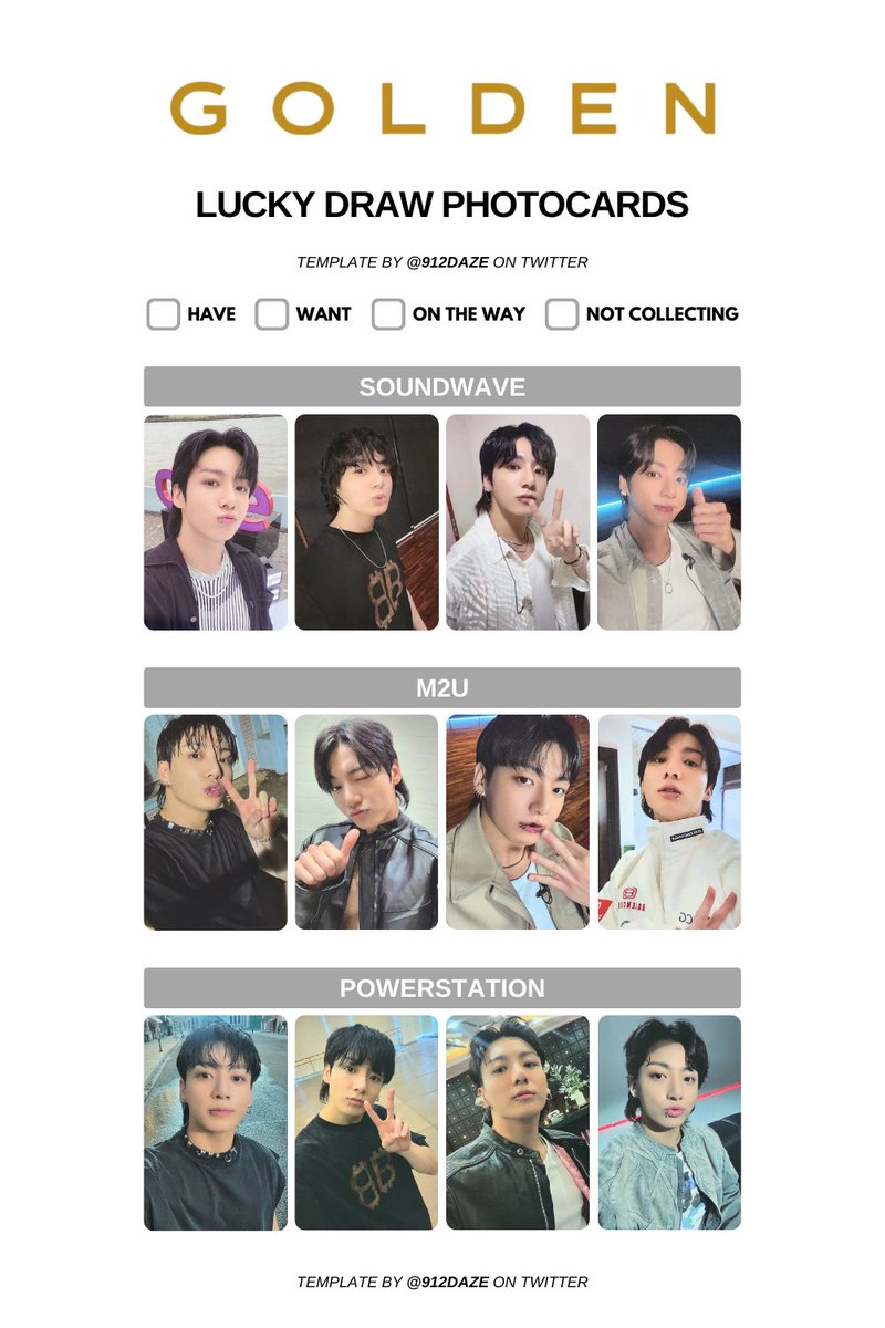 BTS JUNGKOOK PC PHOTOCARD WISHLIST TEMPLATES✨ JK - GOLDEN Lucky