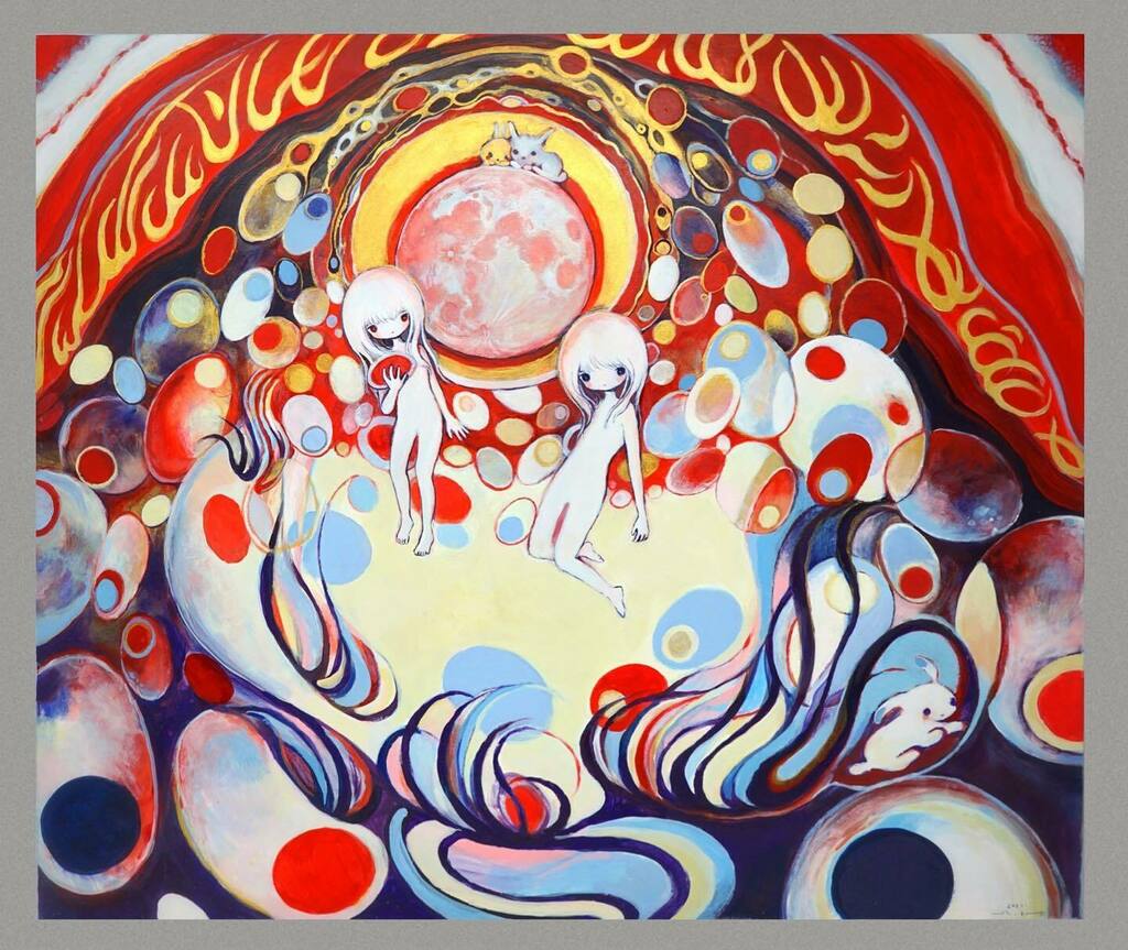 painting 「月とうさぎ」F10