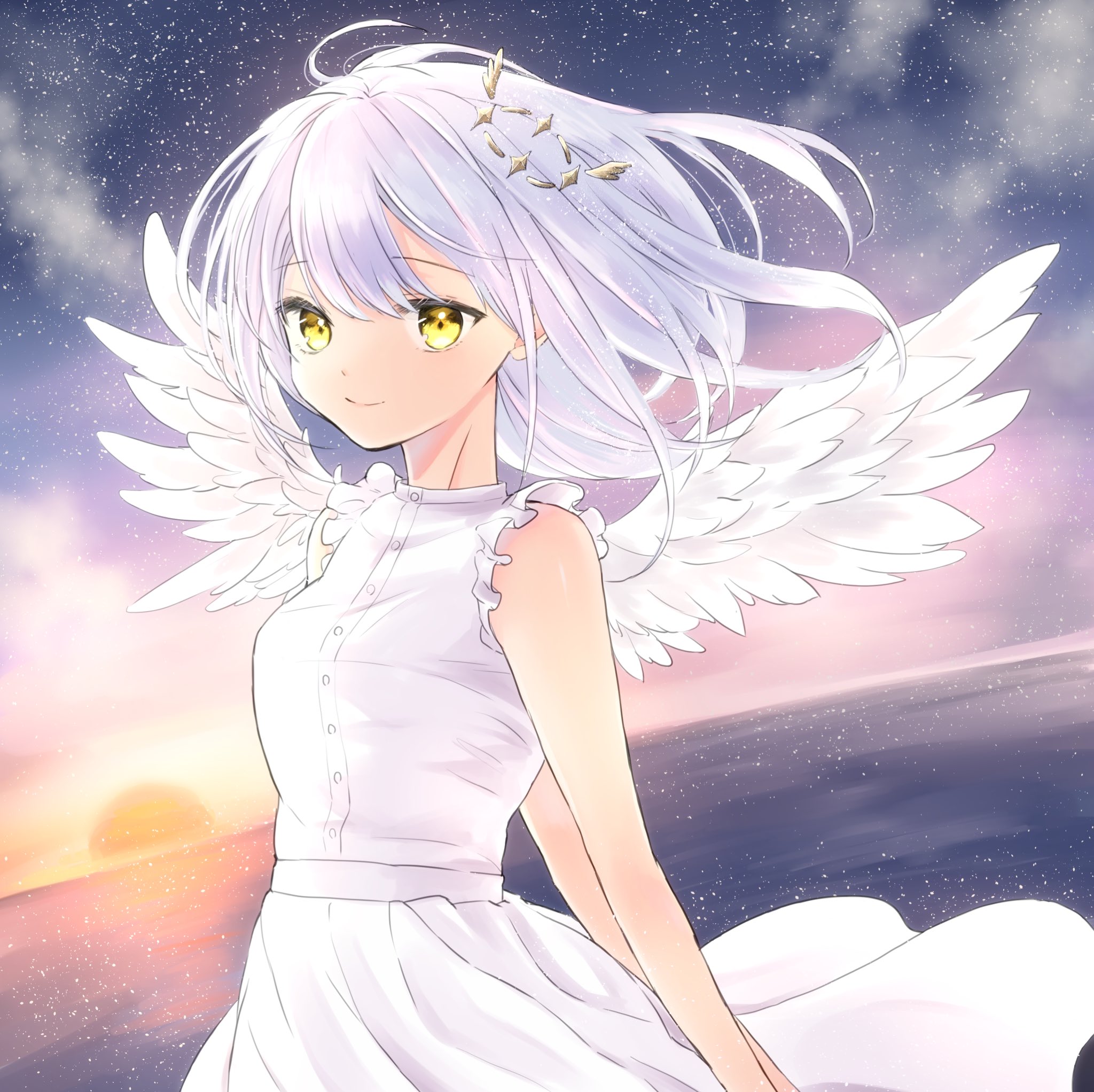 オリジナルイラスト 天使と悪魔ちゃん 色紙大 手描き 原画 女の子