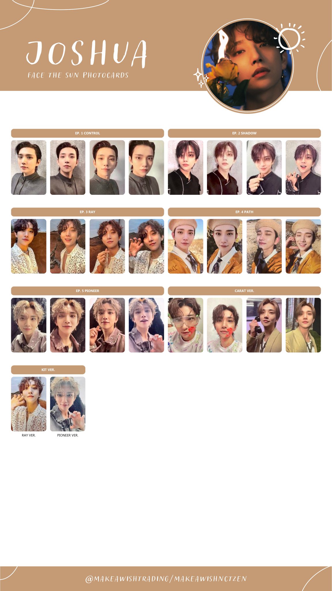 ジョシュア seventeen ジョシュア JOSHUA トレカ face the sun トレカ