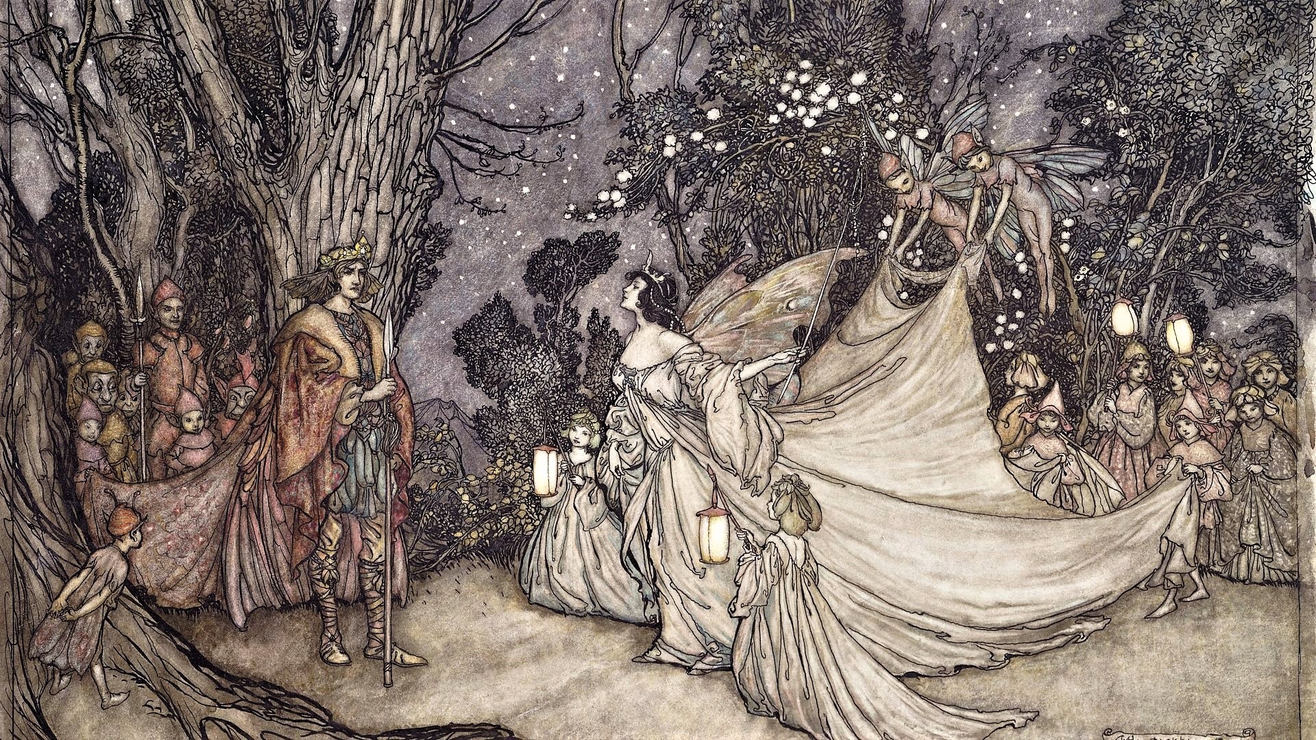 希少な初版 アーサー・ラッカム挿画『真夏の夜の夢』1908年 イラスト40