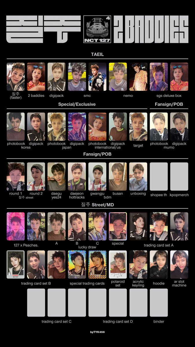 NCT 127 - 질주 (2 Baddies) photocard pc template individual member