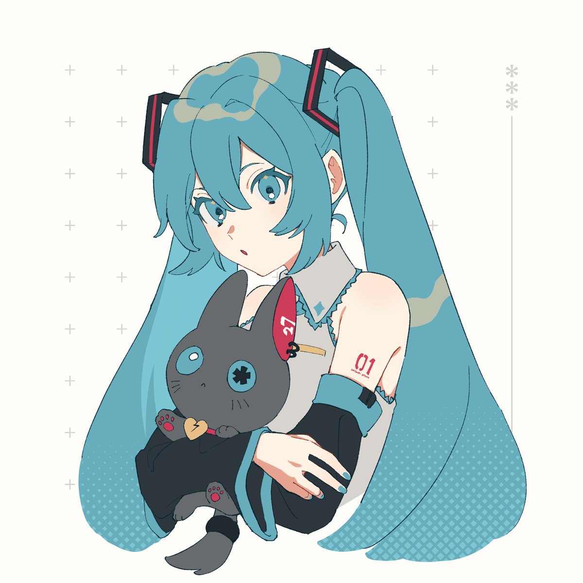 ミク & にーにゃ Illustrator: RL (@0411udon)