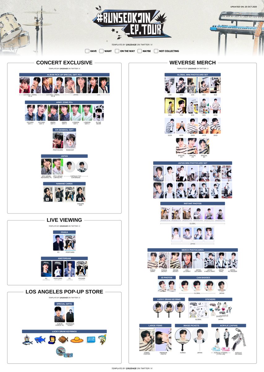 BTS JIN SEOKJIN ALBUM PC PHOTOCARD WL WISHLIST TEMPLATE